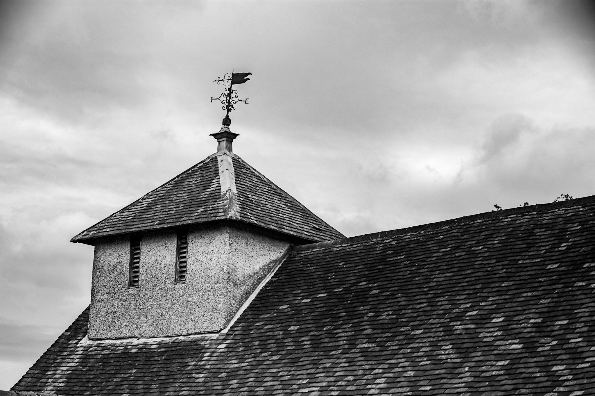 Hedsor Church in Buckinghamshire photographed for a colour and black-and-white comparison