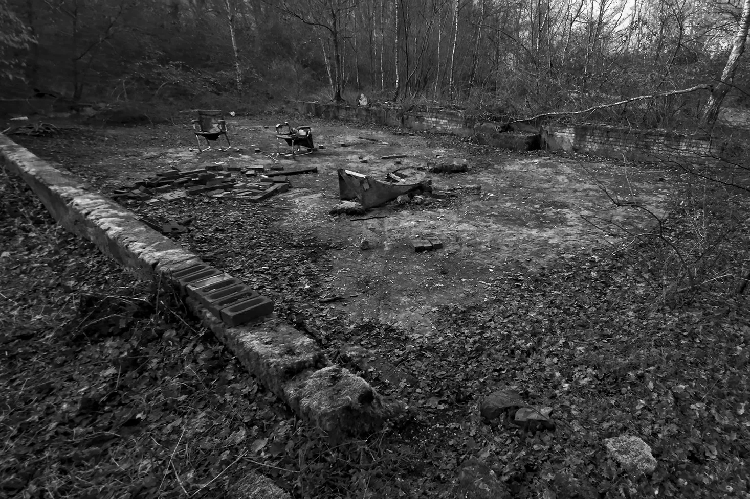 Old concrete foundations in Hodgemoor Wood