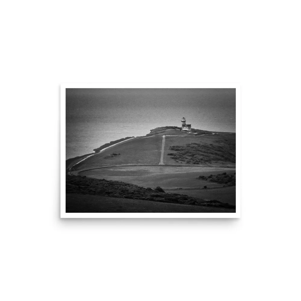 Beachy Head — Belle Tout Lighthouse, East Sussex – B&W Art Print