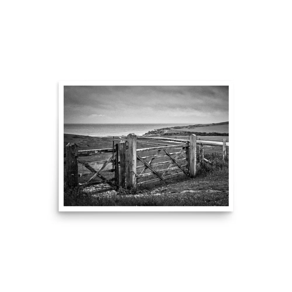 South Downs Way — Coastal Gate, Seven Sisters – B&W Art Print