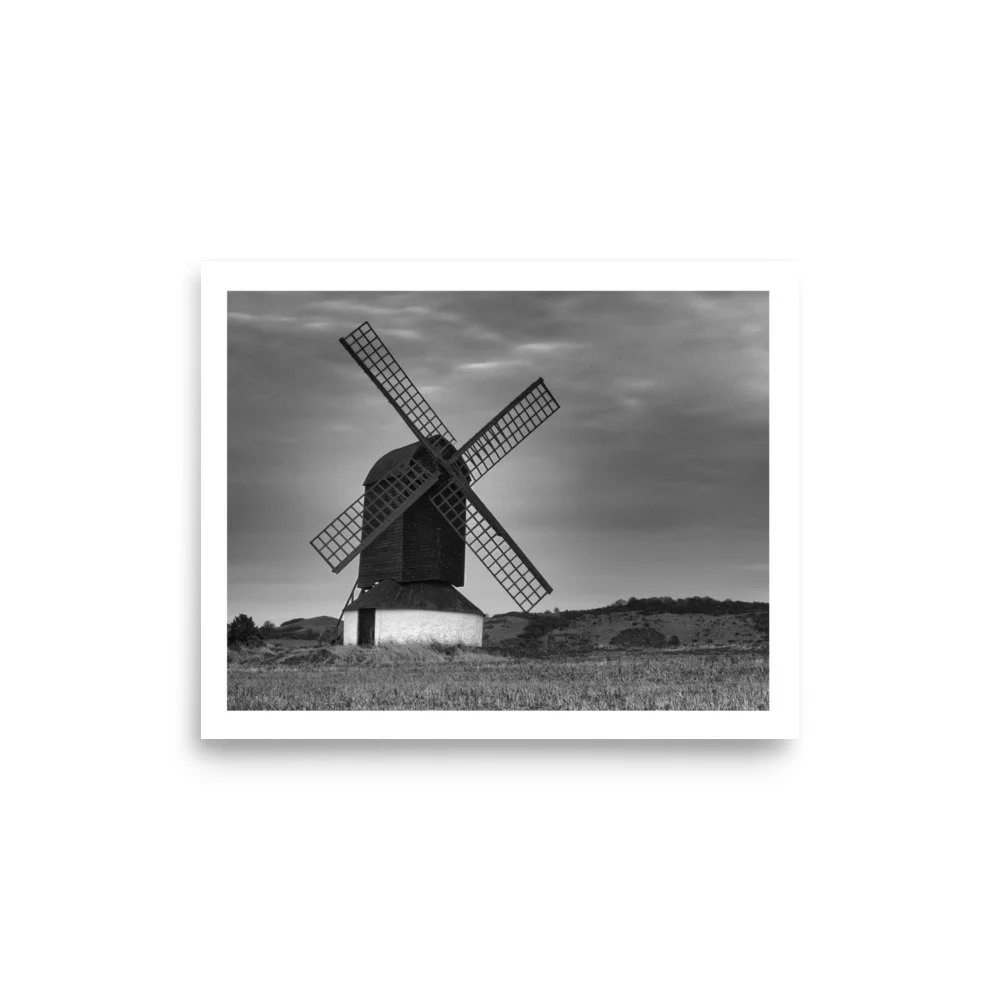 Pitstone Windmill, Chiltern Hills – B&W Art Print
