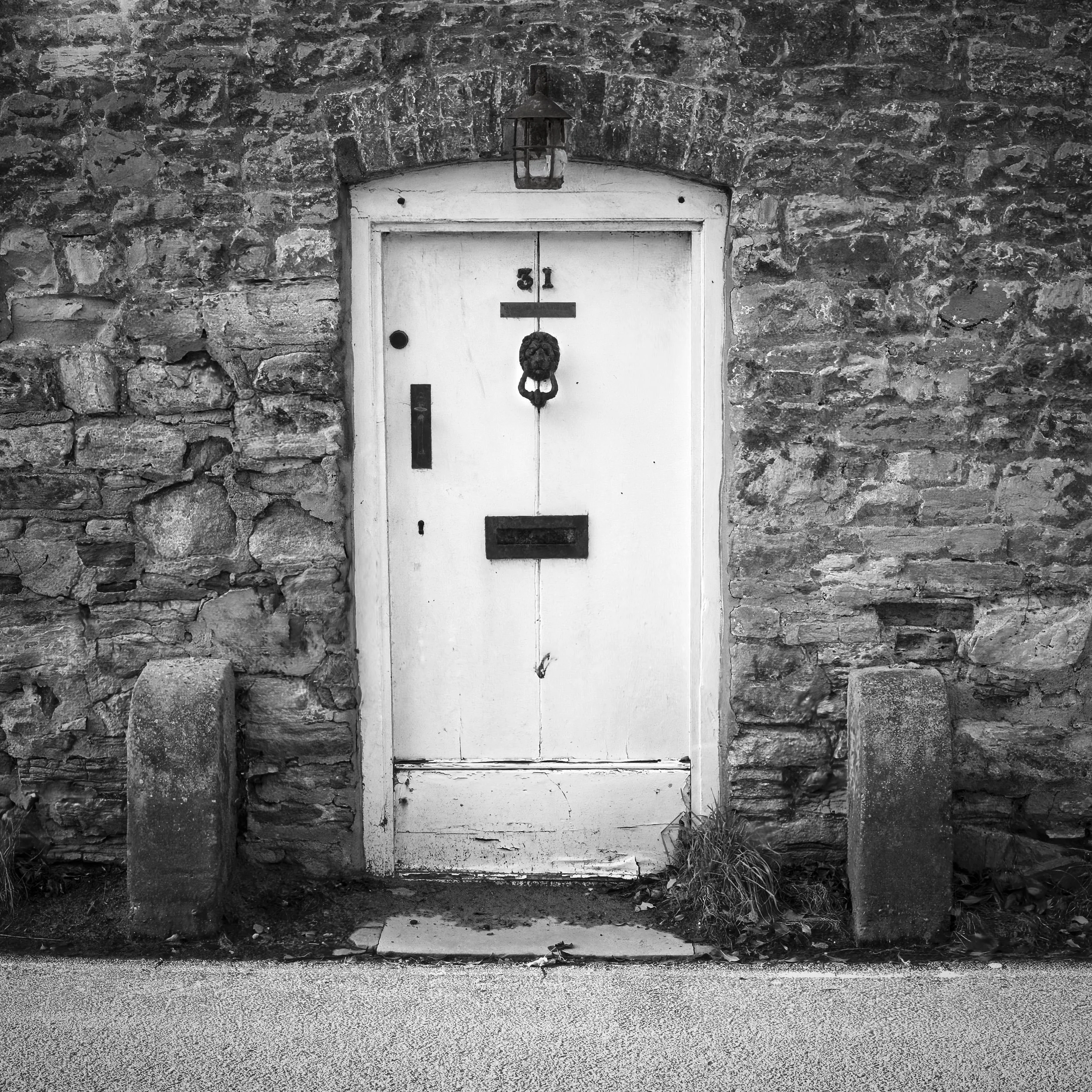 Traditional period property photographed in black and white