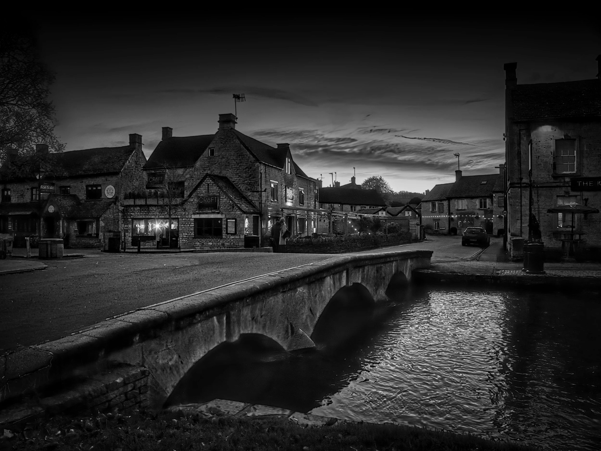 Bridge at dusk in Bourton-on-the-Water