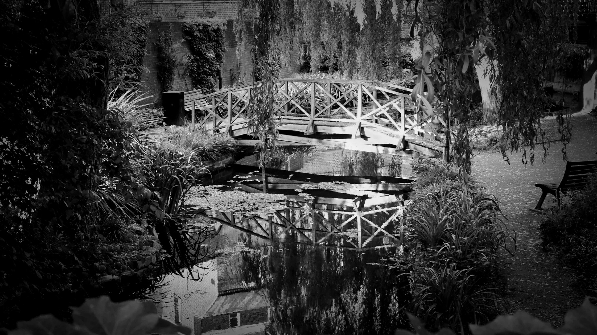 Bridge over a pond in Eton Berkshire