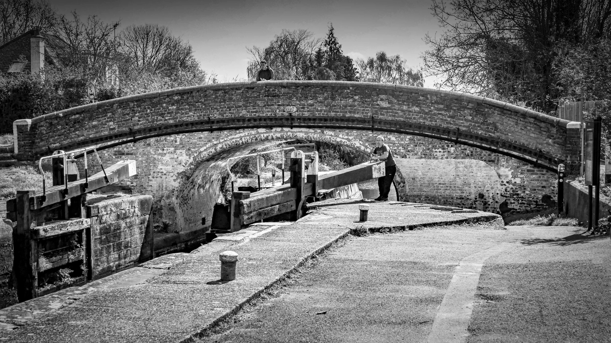 Brick bridge and lock in Buckinghamshire
