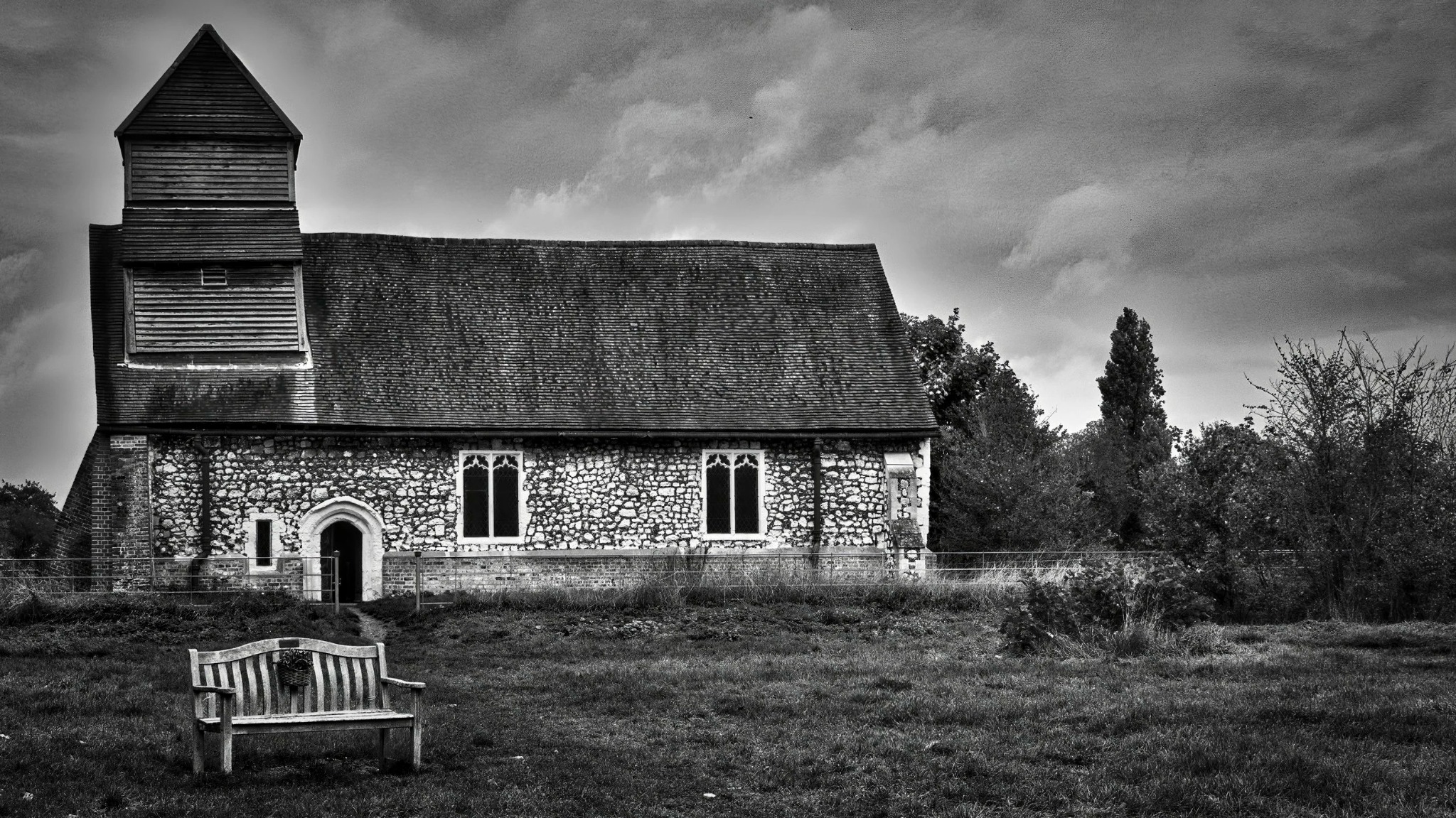 Mary Magdalene Church in black and white