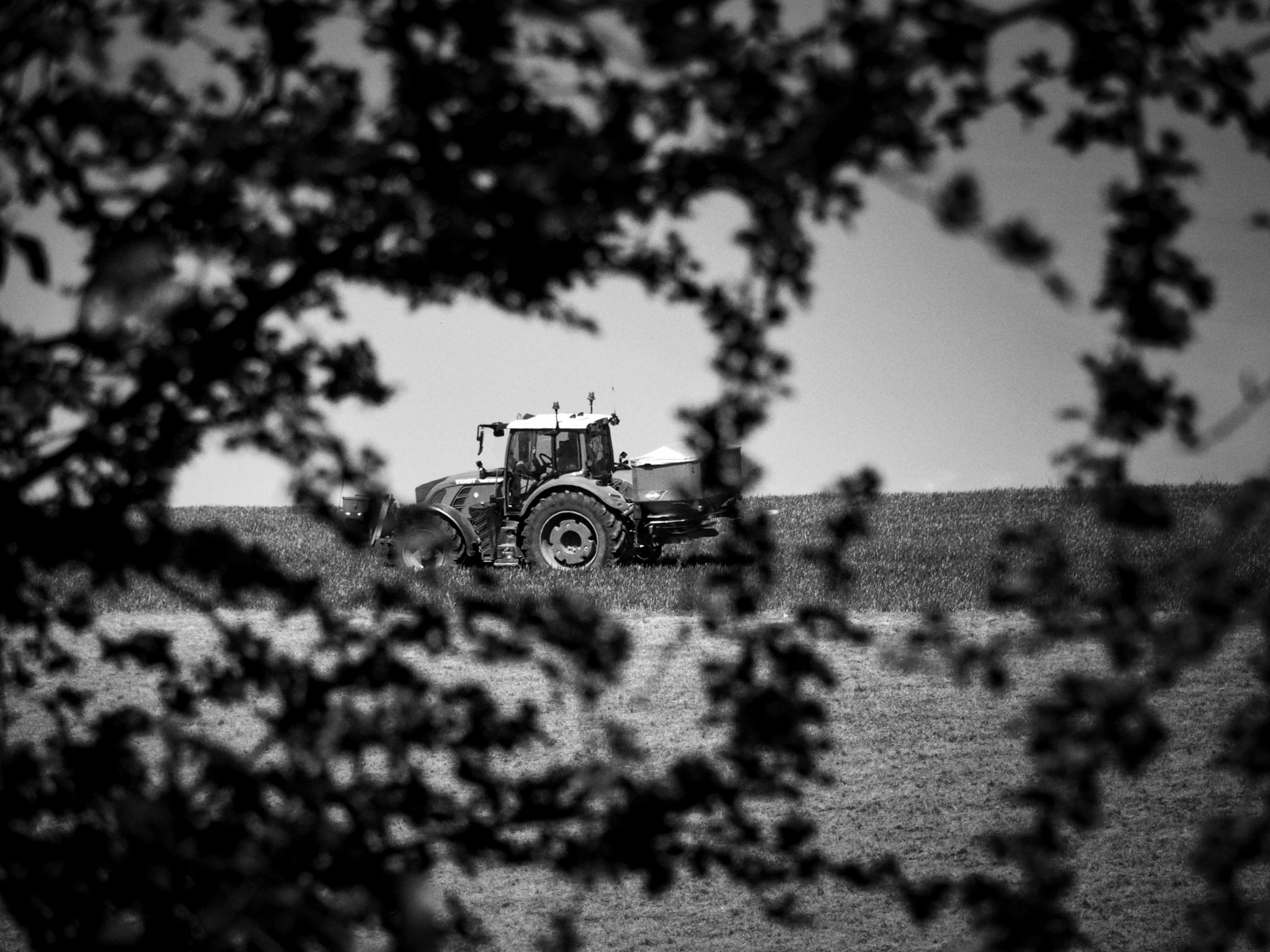 Tractor working a field in the Chiltern Hills