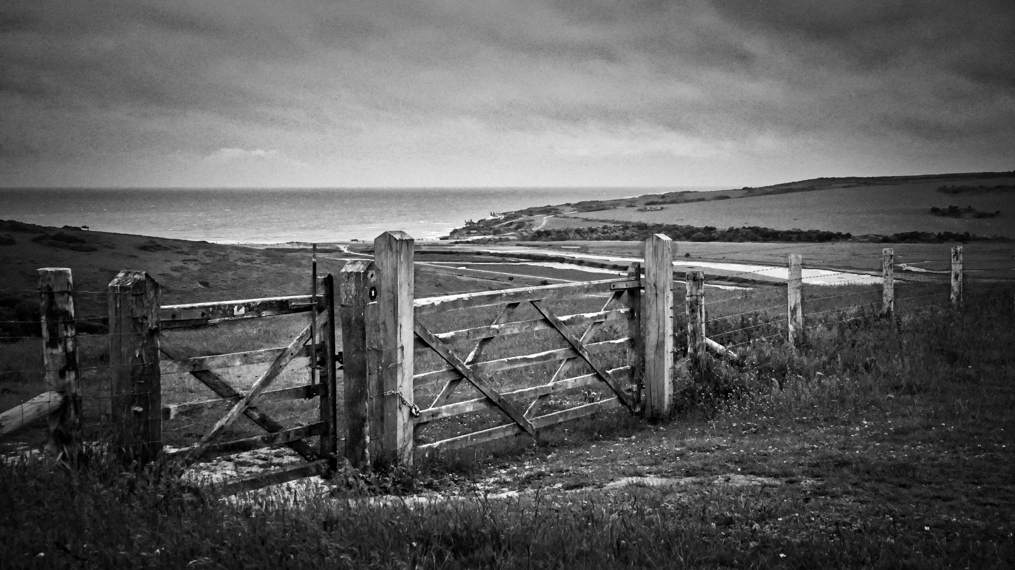 Field gate overlooking Cuckmere Haven
