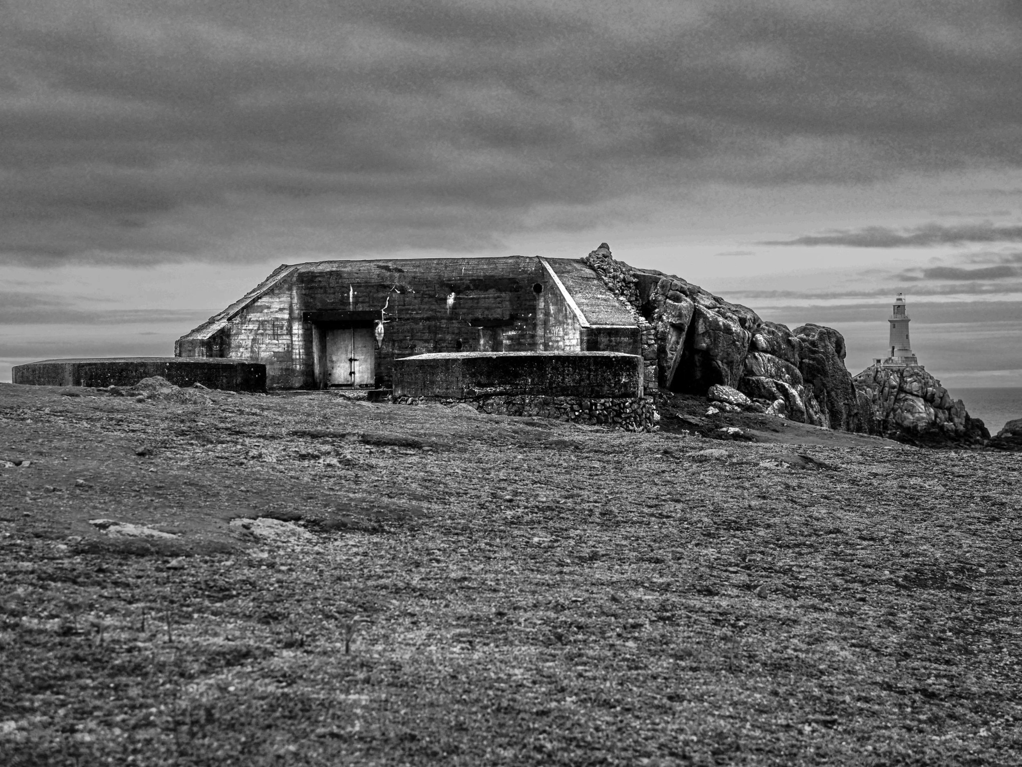 WWII bunker and lighthouse in Jersey