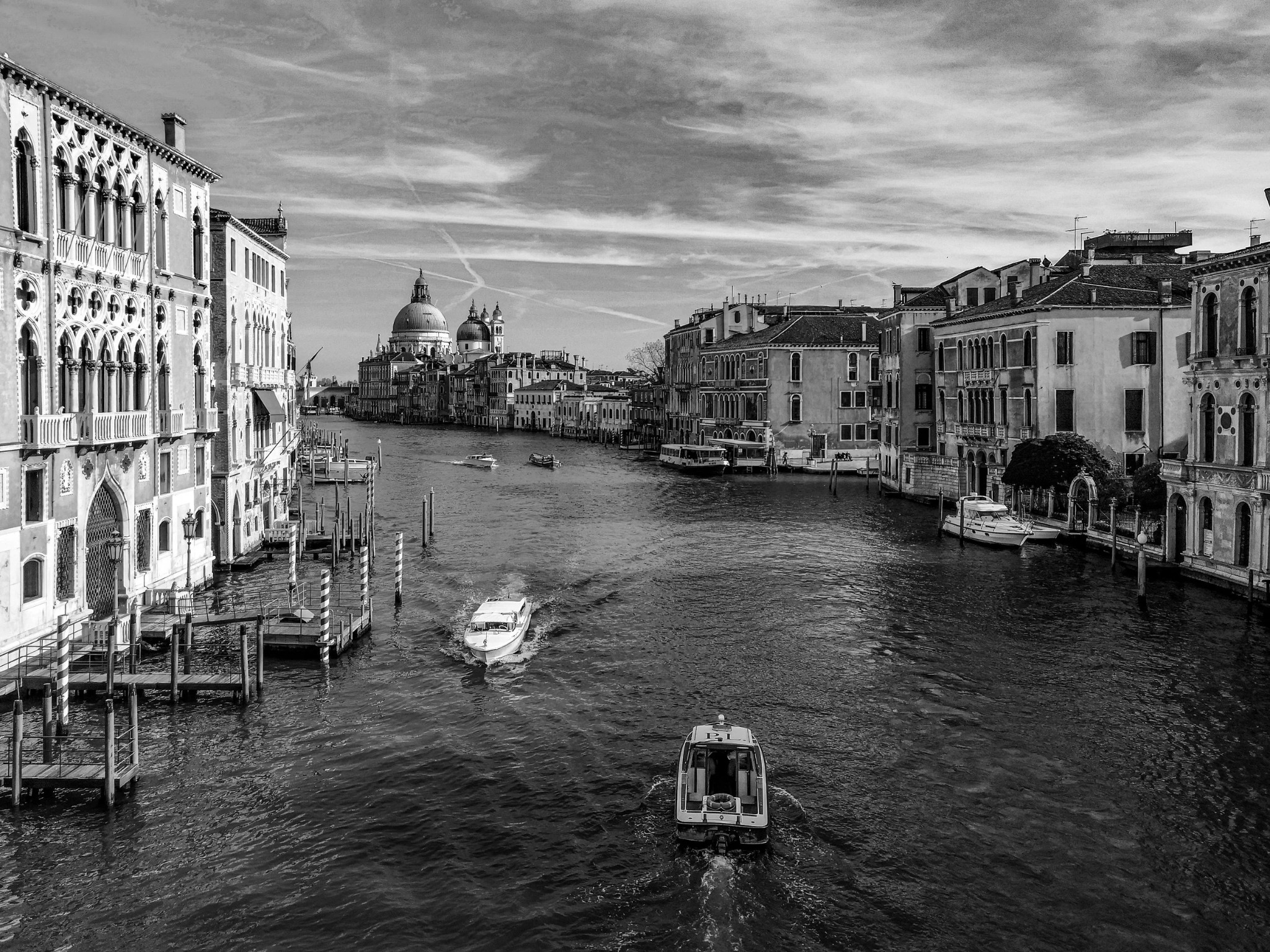 Venice grand canal accademia black and white