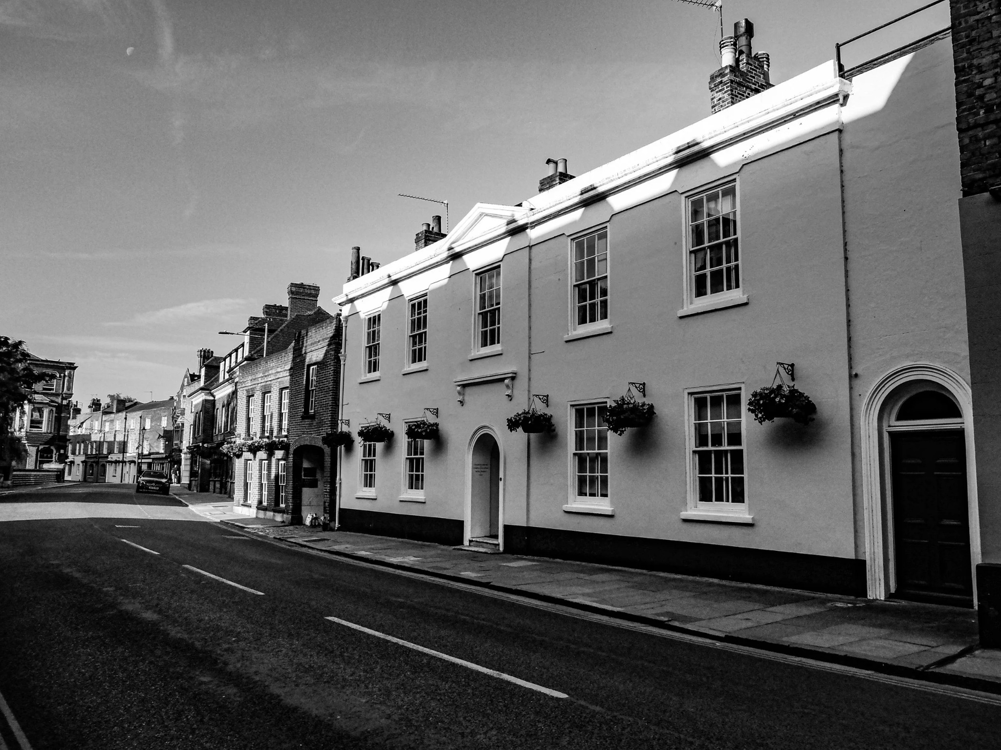 Eton High Street Georgian townhouses in black and white